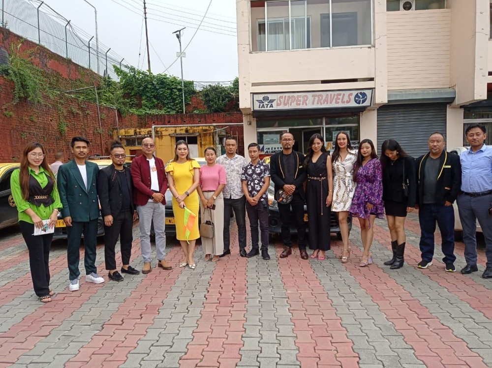 Imlibenla Wati Neinu former Miss Nagaland and Super Talent World Runner up 2016 flagging off poster programme for Miss Hornbill International 2023 in Kohima on September 2023. (Morung Photo)